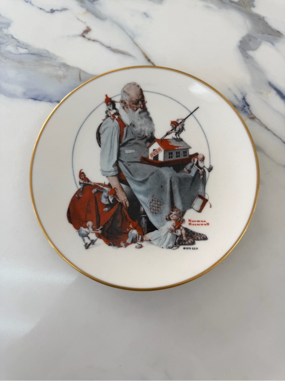 1979 Norman Rockwell Christmas Plate, Santa's Helpers Fine China Collector Plate